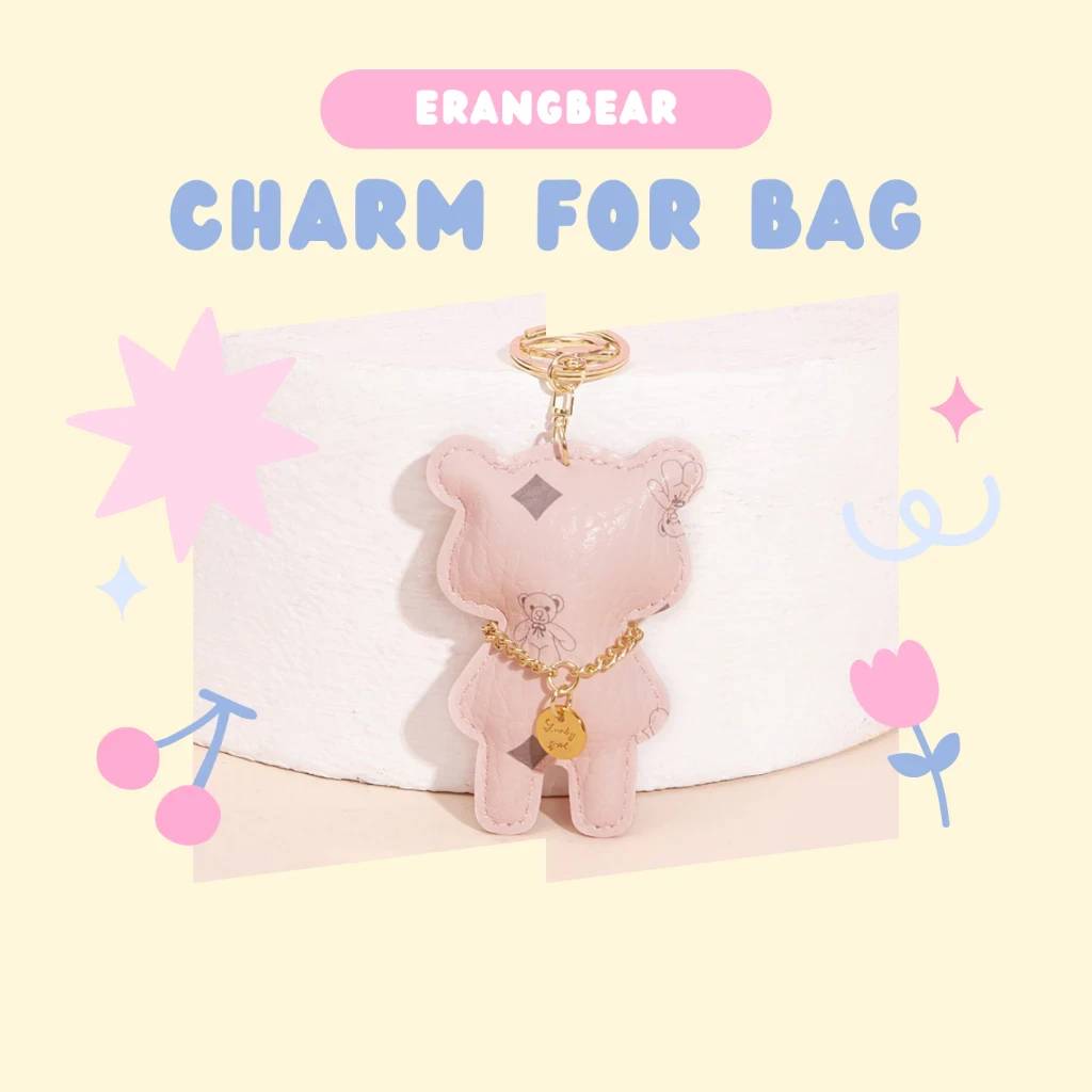 Charm gấu ERANGBEAR gắn trang trí túi xách xinh PK452 - Hồng